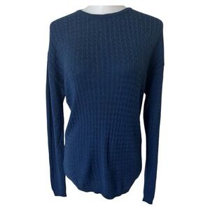 VTG Burberry's 100% Wool Sweater Womens Size Medium Blue Made In Italy